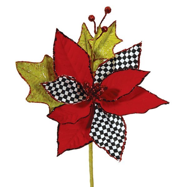 Χριστουγεννιάτικο Λουλούδι Πολύχρωμο, Υφασμάτινο (25cm)